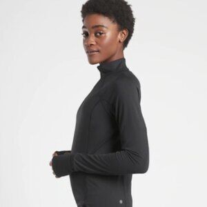 Athleta Rainier Half Zip Long Sleeve Pullover Top Black Size Medium